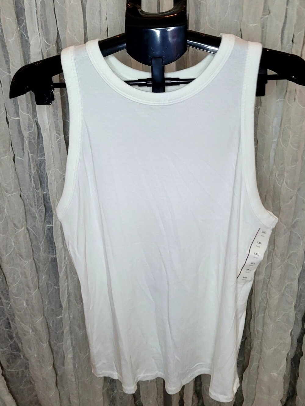 A New Day White Ribbed High Neck Tank Top Cotton Modal XXL